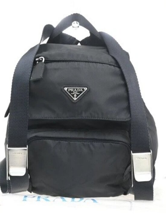 PRADA Logo Tessuto Mini Back Pack Bag Nylon Black SHW Italy 70MA404 main image 13